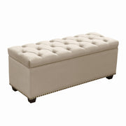 Majestic Tufted Velvet Lift-Top Storage Trunk w/ Nail Head Accent by Diamond Sofa - Tan Velvet - R&R Furniture Gallery (Fountain Valley, CA)