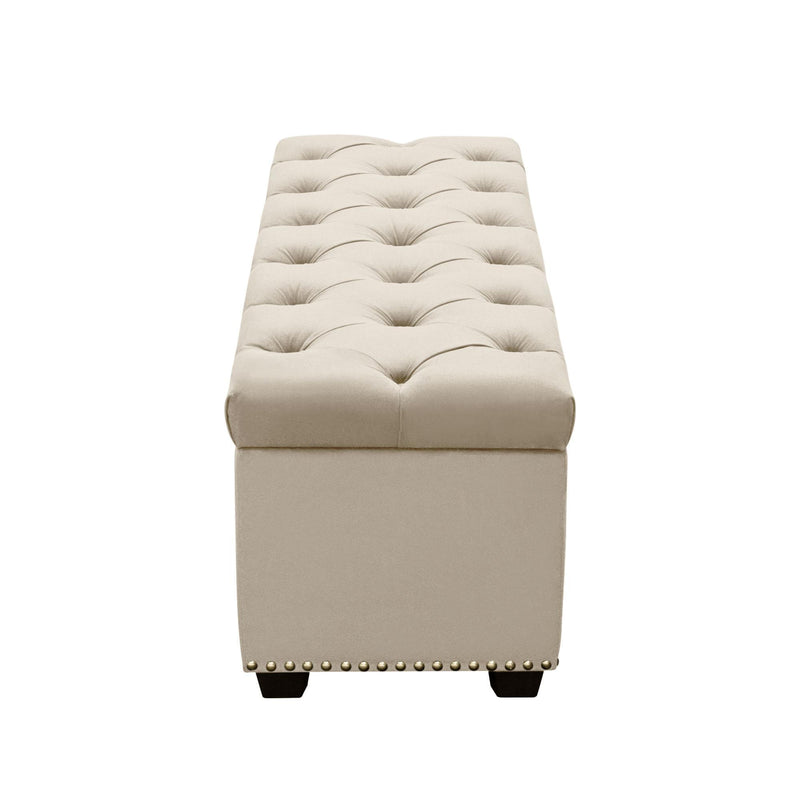 Majestic Tufted Velvet Lift-Top Storage Trunk w/ Nail Head Accent by Diamond Sofa - Tan Velvet - R&R Furniture Gallery (Fountain Valley, CA)