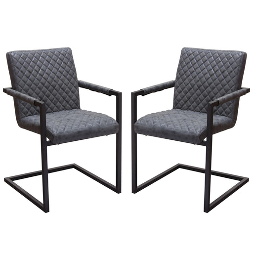 Nolan 2-Pack Dining Chairs in Charcoal Diamond Tufted Leatherette on Charcoal Powder Coat Frame by Diamond Sofa - R&R Furniture Gallery (Fountain Valley, CA)