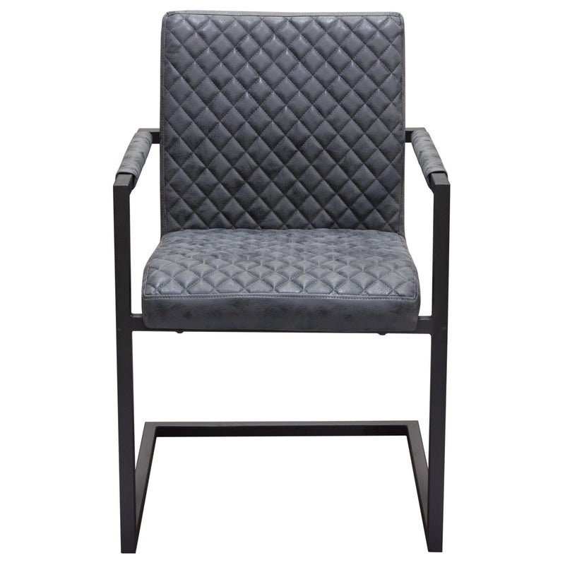 Nolan 2-Pack Dining Chairs in Charcoal Diamond Tufted Leatherette on Charcoal Powder Coat Frame by Diamond Sofa - R&R Furniture Gallery (Fountain Valley, CA)