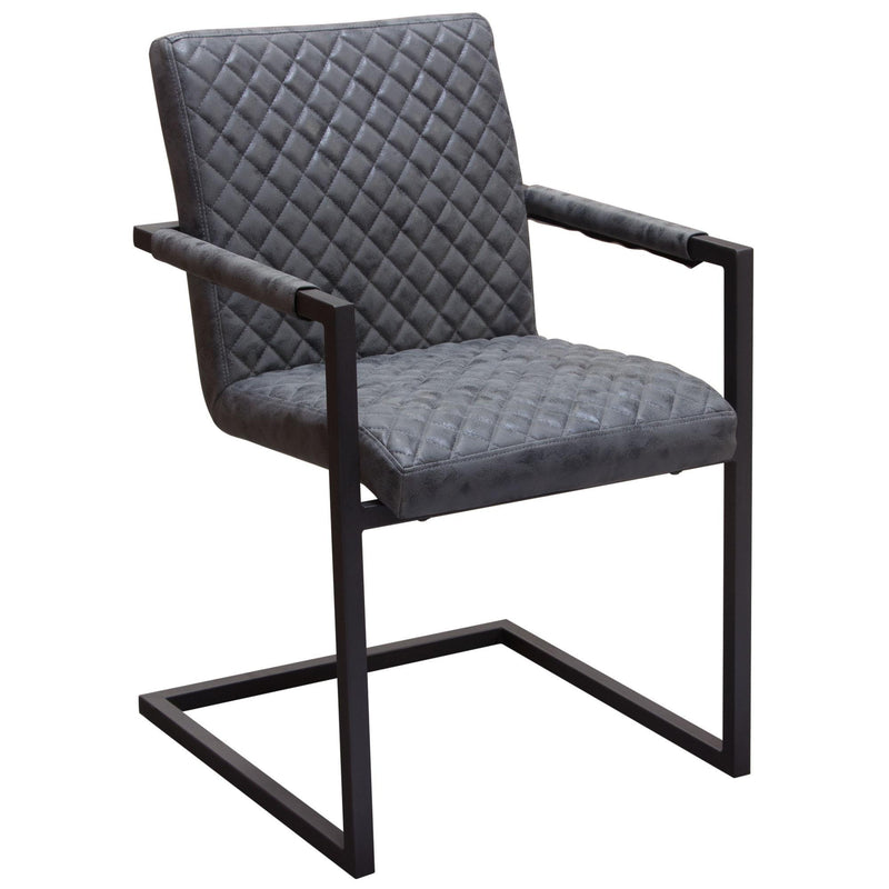 Nolan 2-Pack Dining Chairs in Charcoal Diamond Tufted Leatherette on Charcoal Powder Coat Frame by Diamond Sofa - R&R Furniture Gallery (Fountain Valley, CA)