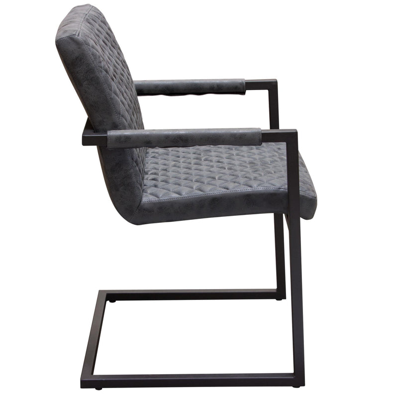 Nolan 2-Pack Dining Chairs in Charcoal Diamond Tufted Leatherette on Charcoal Powder Coat Frame by Diamond Sofa - R&R Furniture Gallery (Fountain Valley, CA)