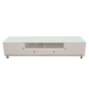 K99 83 Inch Low Profile Entertainment Cabinet in White Lacquer Finish w/ RGB Multi-Color Accent Light by Diamond Sofa - R&R Furniture Gallery (Fountain Valley, CA)