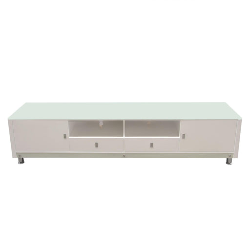 K99 83 Inch Low Profile Entertainment Cabinet in White Lacquer Finish w/ RGB Multi-Color Accent Light by Diamond Sofa - R&R Furniture Gallery (Fountain Valley, CA)