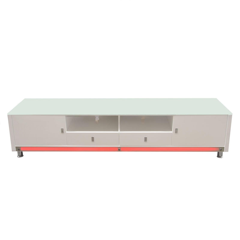 K99 83 Inch Low Profile Entertainment Cabinet in White Lacquer Finish w/ RGB Multi-Color Accent Light by Diamond Sofa - R&R Furniture Gallery (Fountain Valley, CA)
