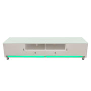 K99 83 Inch Low Profile Entertainment Cabinet in White Lacquer Finish w/ RGB Multi-Color Accent Light by Diamond Sofa - R&R Furniture Gallery (Fountain Valley, CA)