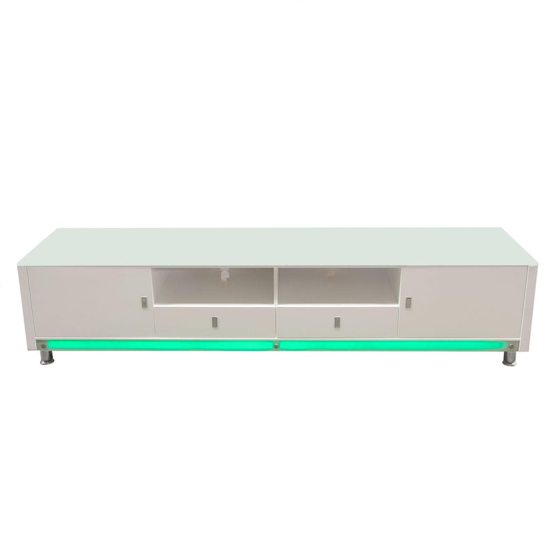K99 83 Inch Low Profile Entertainment Cabinet in White Lacquer Finish w/ RGB Multi-Color Accent Light by Diamond Sofa - R&R Furniture Gallery (Fountain Valley, CA)