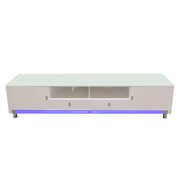 K99 83 Inch Low Profile Entertainment Cabinet in White Lacquer Finish w/ RGB Multi-Color Accent Light by Diamond Sofa - R&R Furniture Gallery (Fountain Valley, CA)