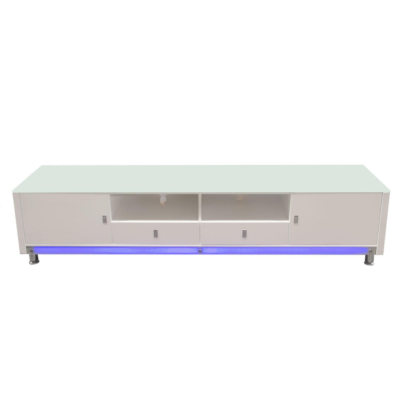 K99 83 Inch Low Profile Entertainment Cabinet in White Lacquer Finish w/ RGB Multi-Color Accent Light by Diamond Sofa - R&R Furniture Gallery (Fountain Valley, CA)