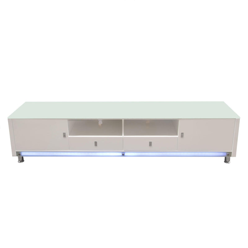 K99 83 Inch Low Profile Entertainment Cabinet in White Lacquer Finish w/ RGB Multi-Color Accent Light by Diamond Sofa - R&R Furniture Gallery (Fountain Valley, CA)