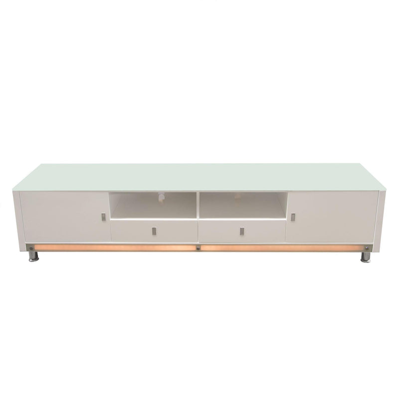 K99 83 Inch Low Profile Entertainment Cabinet in White Lacquer Finish w/ RGB Multi-Color Accent Light by Diamond Sofa - R&R Furniture Gallery (Fountain Valley, CA)