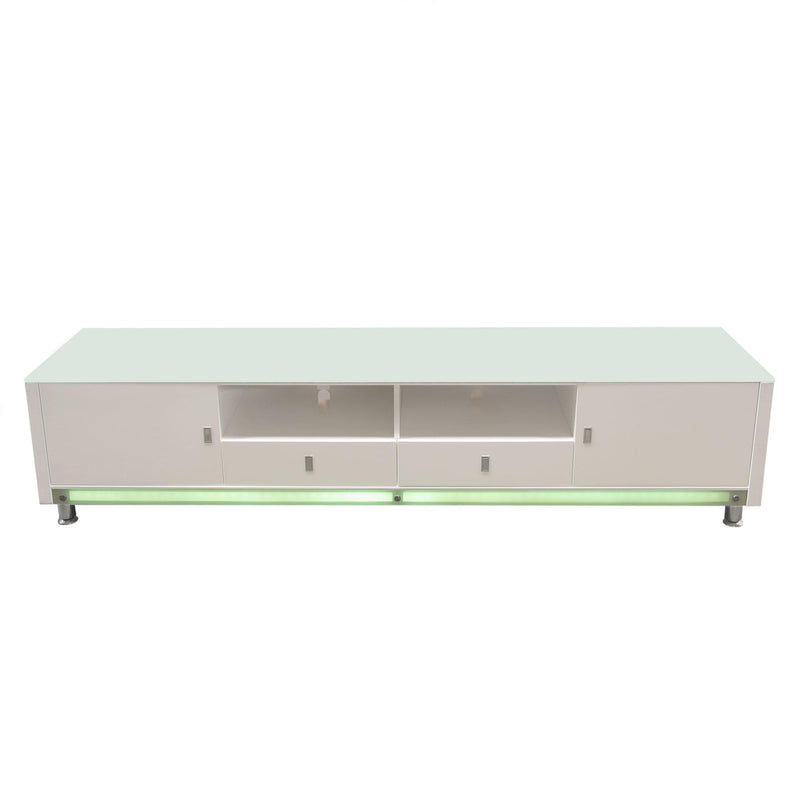 K99 83 Inch Low Profile Entertainment Cabinet in White Lacquer Finish w/ RGB Multi-Color Accent Light by Diamond Sofa - R&R Furniture Gallery (Fountain Valley, CA)