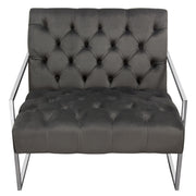Luxe Accent Chair in Dusk Grey Tufted Velvet Fabric with Polished Stainless Steel Frame by Diamond Sofa - R&R Furniture Gallery (Fountain Valley, CA)
