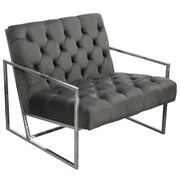 Luxe Accent Chair in Dusk Grey Tufted Velvet Fabric with Polished Stainless Steel Frame by Diamond Sofa - R&R Furniture Gallery (Fountain Valley, CA)