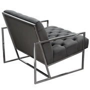 Luxe Accent Chair in Dusk Grey Tufted Velvet Fabric with Polished Stainless Steel Frame by Diamond Sofa - R&R Furniture Gallery (Fountain Valley, CA)