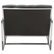 Luxe Accent Chair in Dusk Grey Tufted Velvet Fabric with Polished Stainless Steel Frame by Diamond Sofa - R&R Furniture Gallery (Fountain Valley, CA)