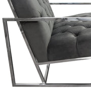 Luxe Accent Chair in Dusk Grey Tufted Velvet Fabric with Polished Stainless Steel Frame by Diamond Sofa - R&R Furniture Gallery (Fountain Valley, CA)