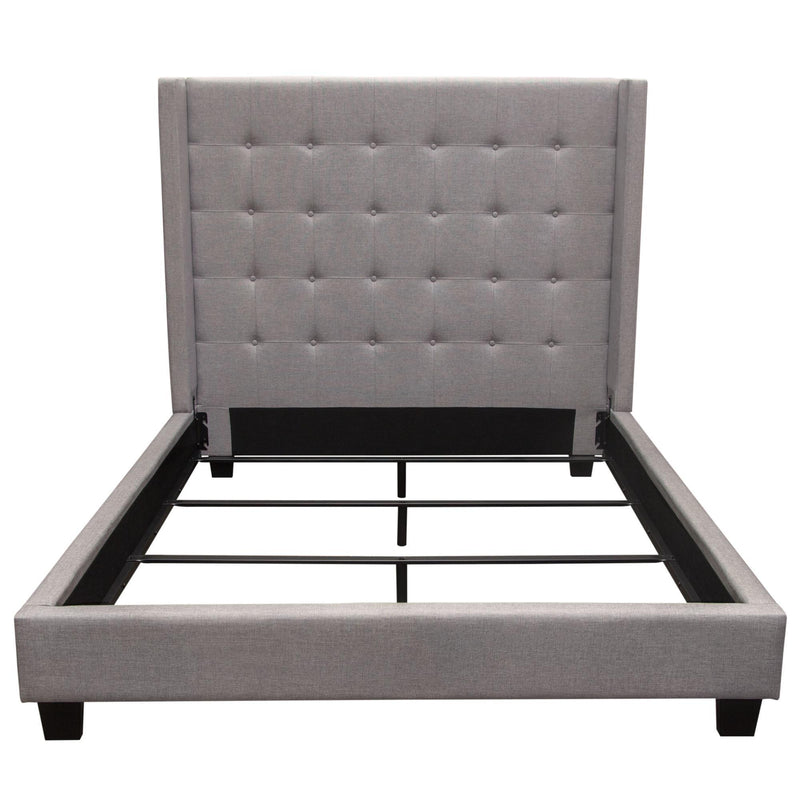 Madison Ave Tufted Wing Queen Bed in Light Grey Button Tufted Fabric by Diamond Sofa - R&R Furniture Gallery (Fountain Valley, CA)