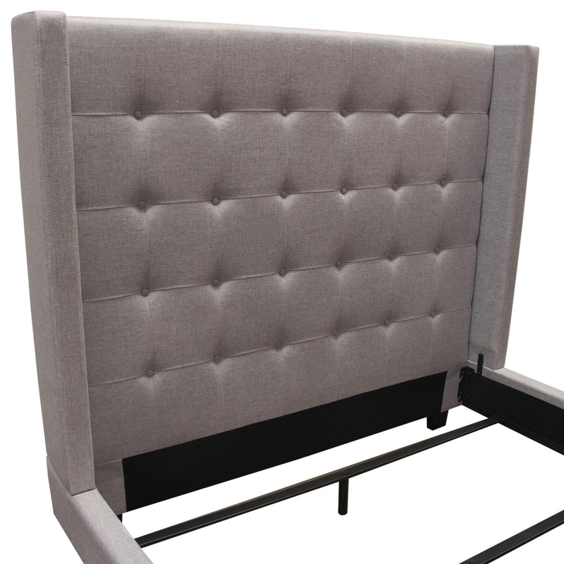 Madison Ave Tufted Wing Queen Bed in Light Grey Button Tufted Fabric by Diamond Sofa - R&R Furniture Gallery (Fountain Valley, CA)