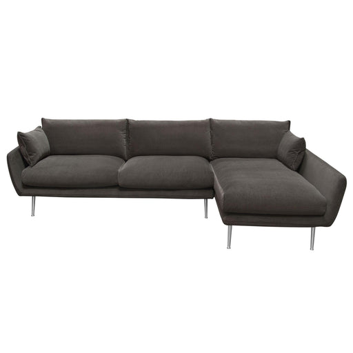 Vantage RF 2PC Sectional in Iron Grey Fabric w/ Brushed Metal Legs by Diamond Sofa - R&R Furniture Gallery (Fountain Valley, CA)