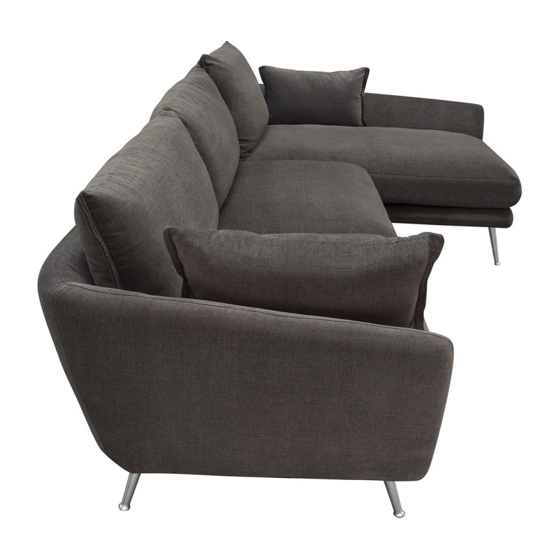 Vantage RF 2PC Sectional in Iron Grey Fabric w/ Brushed Metal Legs by Diamond Sofa - R&R Furniture Gallery (Fountain Valley, CA)