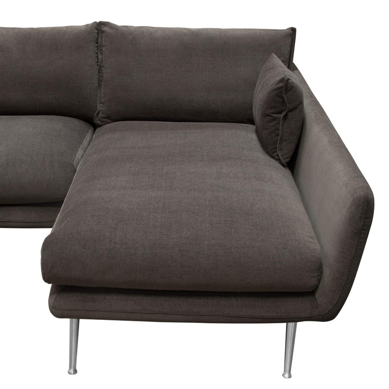 Vantage RF 2PC Sectional in Iron Grey Fabric w/ Brushed Metal Legs by Diamond Sofa - R&R Furniture Gallery (Fountain Valley, CA)