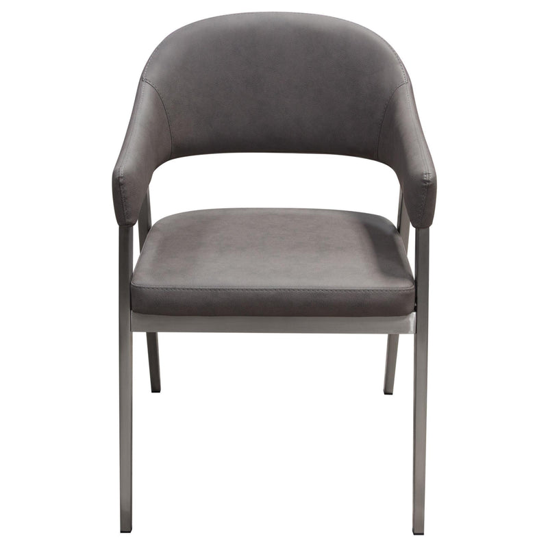Adele Set of Two Dining/Accent Chairs in Grey Leatherette w/ Brushed Stainless Steel Leg by Diamond Sofa - R&R Furniture Gallery (Fountain Valley, CA)