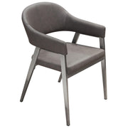Adele Set of Two Dining/Accent Chairs in Grey Leatherette w/ Brushed Stainless Steel Leg by Diamond Sofa - R&R Furniture Gallery (Fountain Valley, CA)