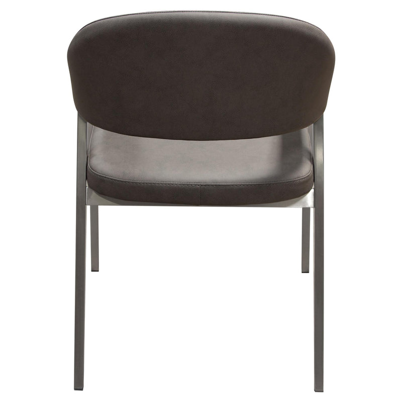 Adele Set of Two Dining/Accent Chairs in Grey Leatherette w/ Brushed Stainless Steel Leg by Diamond Sofa - R&R Furniture Gallery (Fountain Valley, CA)