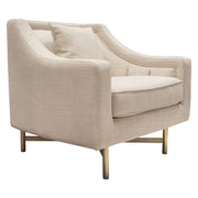 Croft Fabric Chair in Sand Linen Fabric w/ Accent Pillow and Gold Metal Criss-Cross Frame by Diamond Sofa - R&R Furniture Gallery (Fountain Valley, CA)