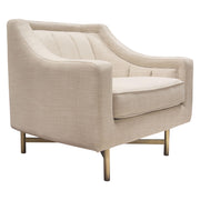 Croft Fabric Chair in Sand Linen Fabric w/ Accent Pillow and Gold Metal Criss-Cross Frame by Diamond Sofa - R&R Furniture Gallery (Fountain Valley, CA)