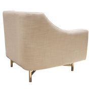 Croft Fabric Chair in Sand Linen Fabric w/ Accent Pillow and Gold Metal Criss-Cross Frame by Diamond Sofa - R&R Furniture Gallery (Fountain Valley, CA)