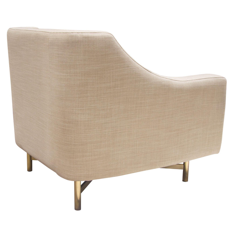 Croft Fabric Chair in Sand Linen Fabric w/ Accent Pillow and Gold Metal Criss-Cross Frame by Diamond Sofa - R&R Furniture Gallery (Fountain Valley, CA)