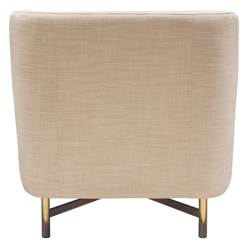Croft Fabric Chair in Sand Linen Fabric w/ Accent Pillow and Gold Metal Criss-Cross Frame by Diamond Sofa - R&R Furniture Gallery (Fountain Valley, CA)