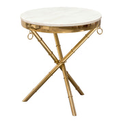 Reed Round Accent Table with White Marble Top and Gold Finished Metal Base by Diamond Sofa - R&R Furniture Gallery (Fountain Valley, CA)