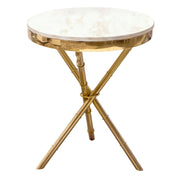 Reed Round Accent Table with White Marble Top and Gold Finished Metal Base by Diamond Sofa - R&R Furniture Gallery (Fountain Valley, CA)