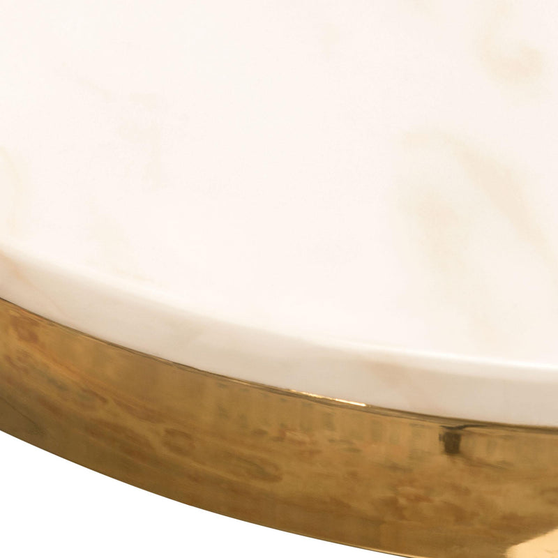 Reed Round Accent Table with White Marble Top and Gold Finished Metal Base by Diamond Sofa - R&R Furniture Gallery (Fountain Valley, CA)