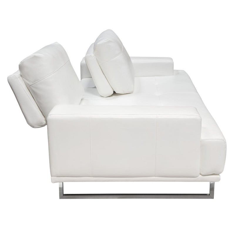 Russo Sofa w/ Adjustable Seat Backs in White Air Leather by Diamond Sofa - R&R Furniture Gallery (Fountain Valley, CA)