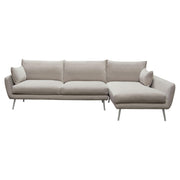 Vantage RF 2PC Sectional in Light Flax Fabric w/ Feather Down Seating & Brushed Metal Legs by Diamond Sofa - R&R Furniture Gallery (Fountain Valley, CA)