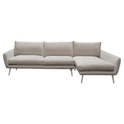 Vantage RF 2PC Sectional in Light Flax Fabric w/ Feather Down Seating & Brushed Metal Legs by Diamond Sofa - R&R Furniture Gallery (Fountain Valley, CA)