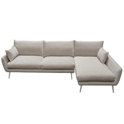 Vantage RF 2PC Sectional in Light Flax Fabric w/ Feather Down Seating & Brushed Metal Legs by Diamond Sofa - R&R Furniture Gallery (Fountain Valley, CA)