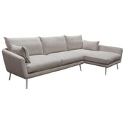 Vantage RF 2PC Sectional in Light Flax Fabric w/ Feather Down Seating & Brushed Metal Legs by Diamond Sofa - R&R Furniture Gallery (Fountain Valley, CA)
