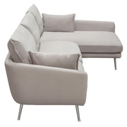 Vantage RF 2PC Sectional in Light Flax Fabric w/ Feather Down Seating & Brushed Metal Legs by Diamond Sofa - R&R Furniture Gallery (Fountain Valley, CA)