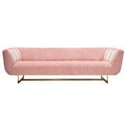 Venus Sofa in Blush Pink Velvet w/ Contrasting Pillows & Gold Finished Metal Base by Diamond Sofa - R&R Furniture Gallery (Fountain Valley, CA)