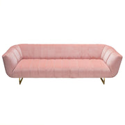 Venus Sofa in Blush Pink Velvet w/ Contrasting Pillows & Gold Finished Metal Base by Diamond Sofa - R&R Furniture Gallery (Fountain Valley, CA)