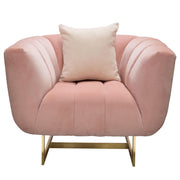 Venus Chair in Blush Pink Velvet w/ Contrasting Pillows & Gold Finished Metal Base by Diamond Sofa - R&R Furniture Gallery (Fountain Valley, CA)