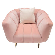 Venus Chair in Blush Pink Velvet w/ Contrasting Pillows & Gold Finished Metal Base by Diamond Sofa - R&R Furniture Gallery (Fountain Valley, CA)