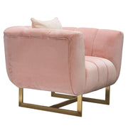 Venus Chair in Blush Pink Velvet w/ Contrasting Pillows & Gold Finished Metal Base by Diamond Sofa - R&R Furniture Gallery (Fountain Valley, CA)