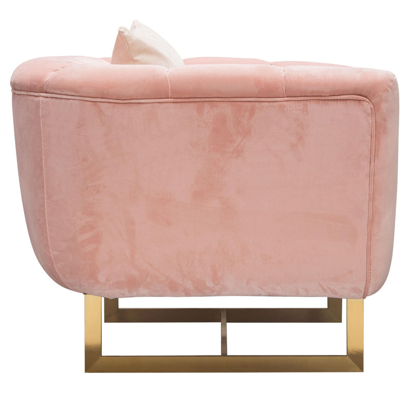 Venus Chair in Blush Pink Velvet w/ Contrasting Pillows & Gold Finished Metal Base by Diamond Sofa - R&R Furniture Gallery (Fountain Valley, CA)