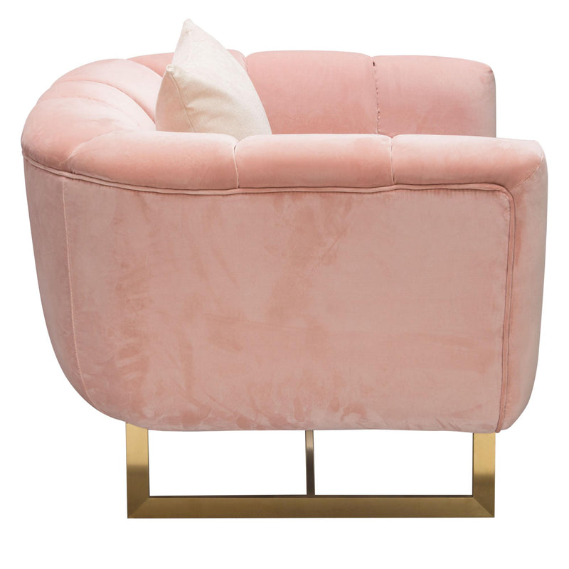 Venus Chair in Blush Pink Velvet w/ Contrasting Pillows & Gold Finished Metal Base by Diamond Sofa - R&R Furniture Gallery (Fountain Valley, CA)
